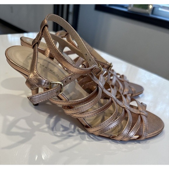Loeffler Randall Rose Gold Strappy Kitten Heel Sandal Size 7.5 - Picture 6 of 16